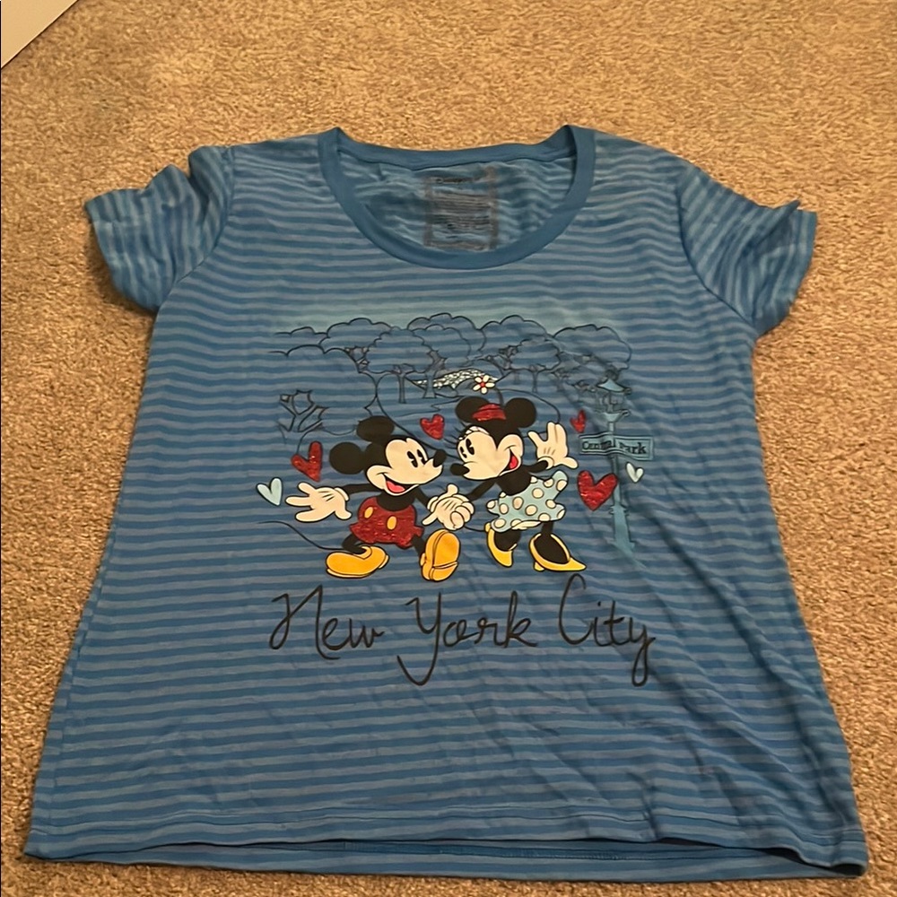 Disney Blue Short Sleeve Tees with Cartoon Graphics